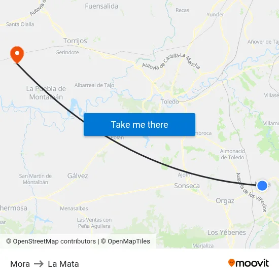 Mora to La Mata map
