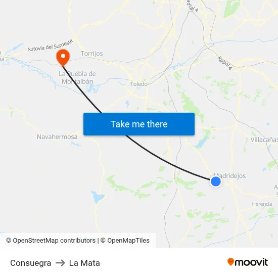 Consuegra to La Mata map