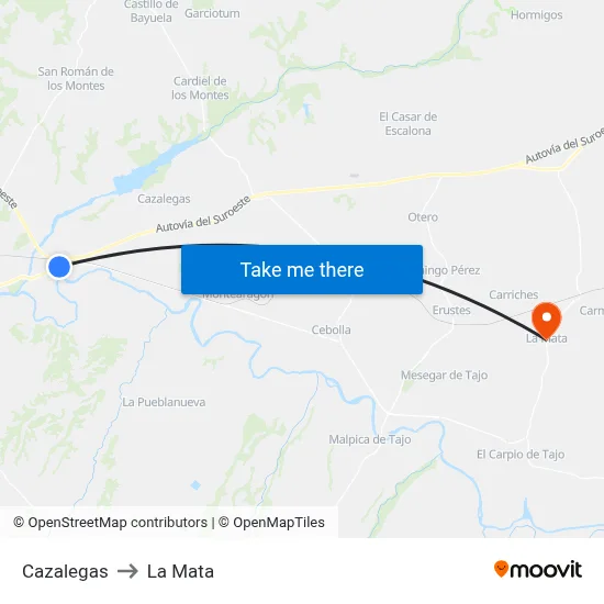 Cazalegas to La Mata map