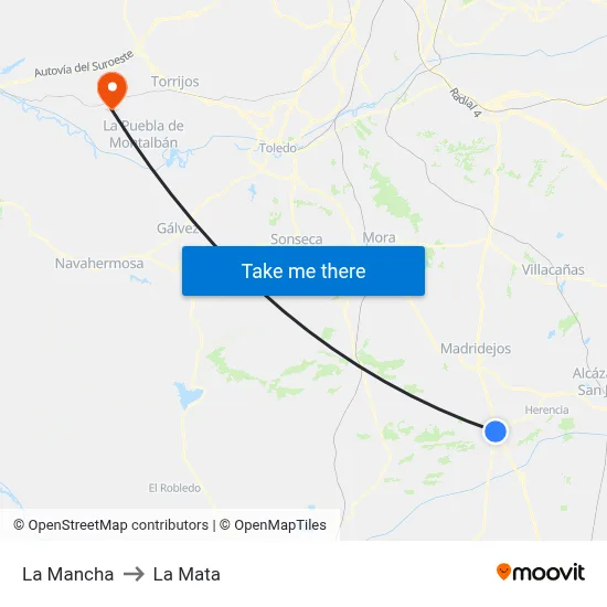 La Mancha to La Mata map