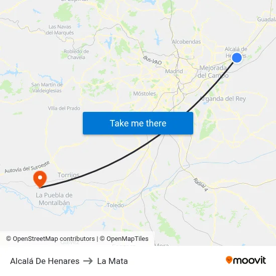 Alcalá De Henares to La Mata map