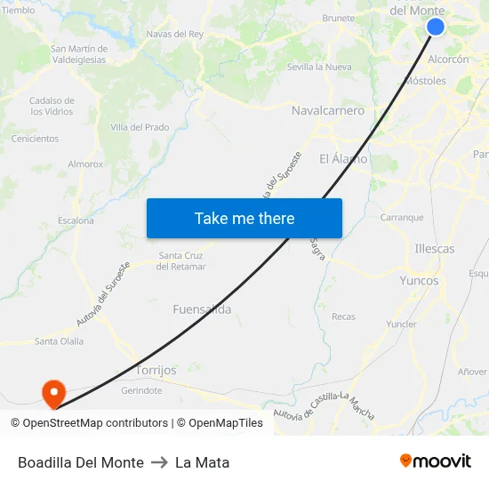 Boadilla Del Monte to La Mata map