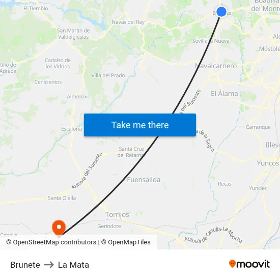 Brunete to La Mata map