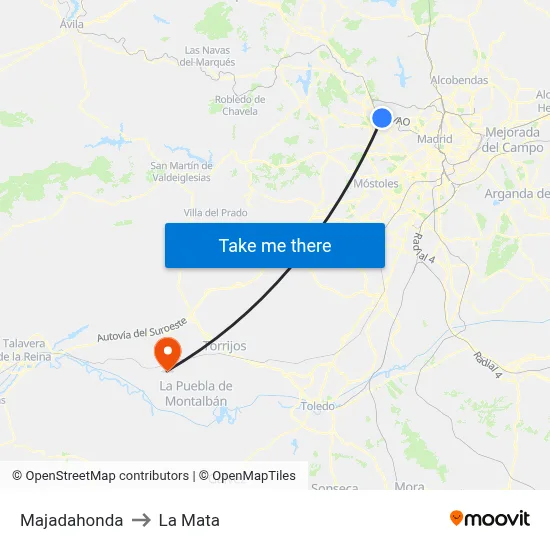 Majadahonda to La Mata map