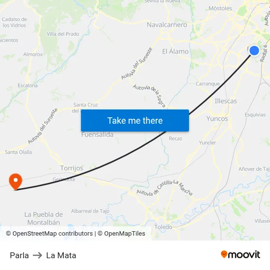 Parla to La Mata map
