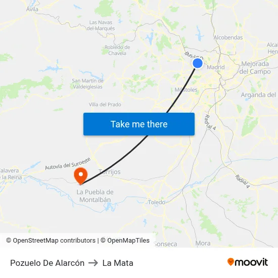 Pozuelo De Alarcón to La Mata map
