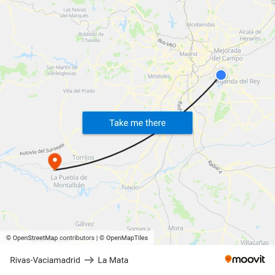 Rivas-Vaciamadrid to La Mata map