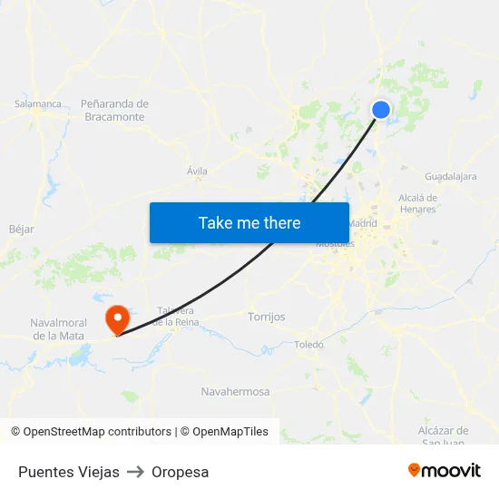 Puentes Viejas to Oropesa map