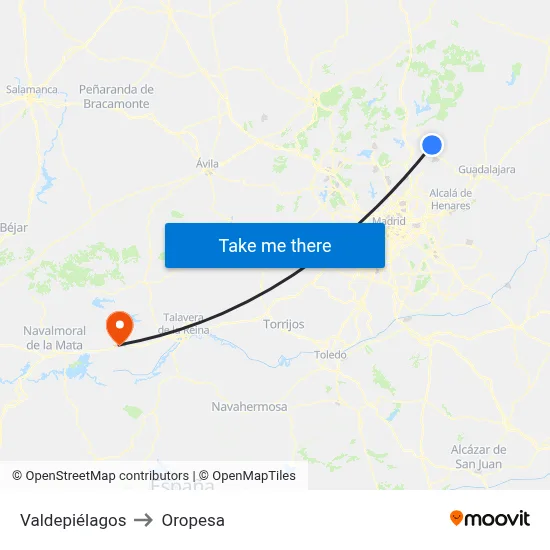 Valdepiélagos to Oropesa map
