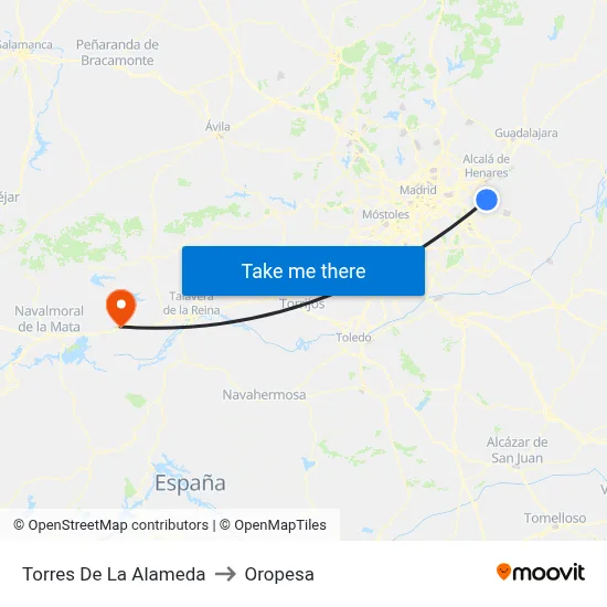 Torres De La Alameda to Oropesa map