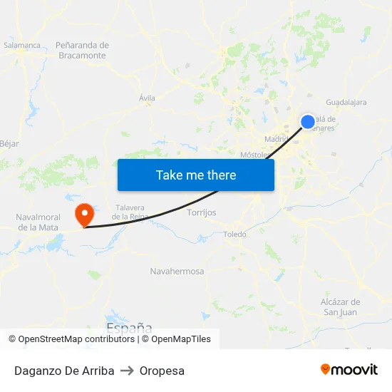 Daganzo De Arriba to Oropesa map