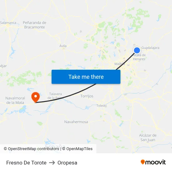 Fresno De Torote to Oropesa map