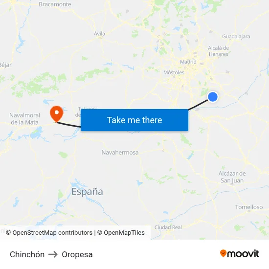 Chinchón to Oropesa map