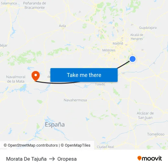 Morata De Tajuña to Oropesa map