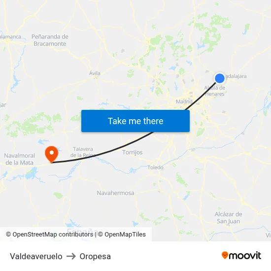 Valdeaveruelo to Oropesa map