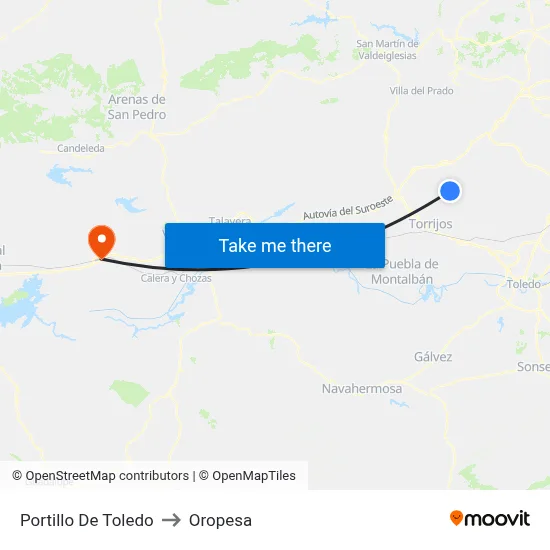 Portillo De Toledo to Oropesa map