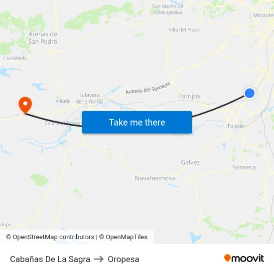 Cabañas De La Sagra to Oropesa map