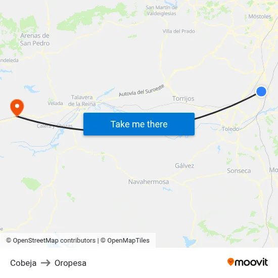 Cobeja to Oropesa map