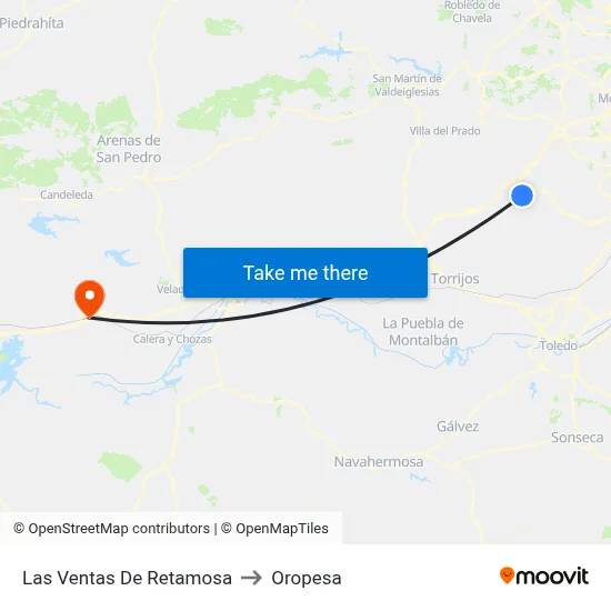 Las Ventas De Retamosa to Oropesa map