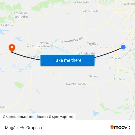Magán to Oropesa map