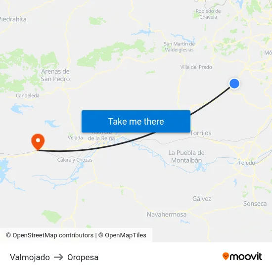 Valmojado to Oropesa map