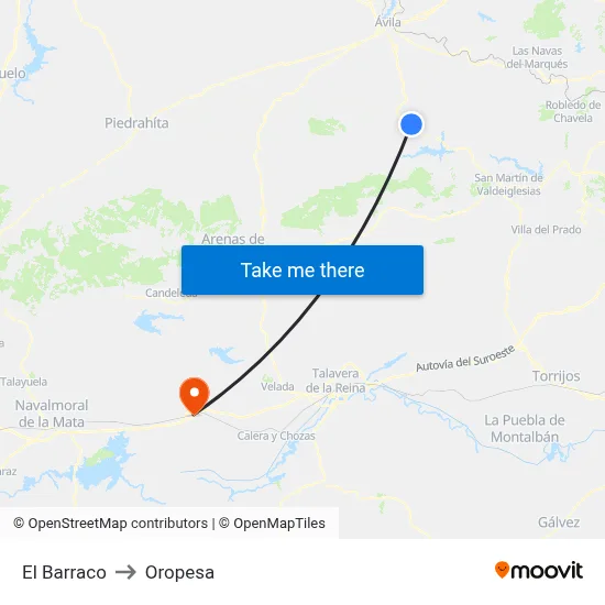 El Barraco to Oropesa map