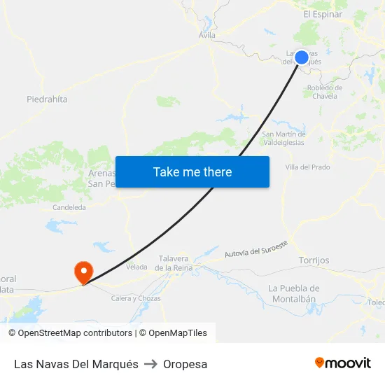 Las Navas Del Marqués to Oropesa map