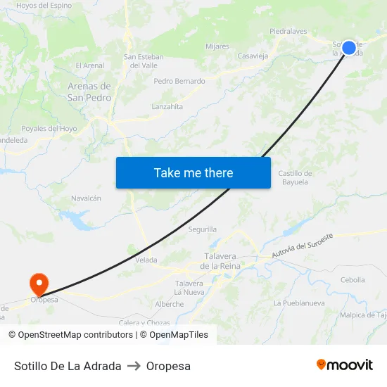 Sotillo De La Adrada to Oropesa map