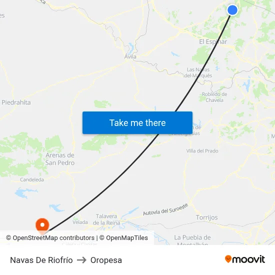 Navas De Riofrío to Oropesa map
