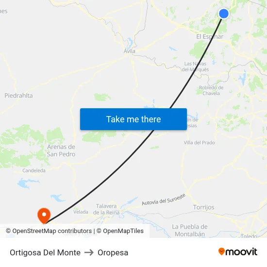 Ortigosa Del Monte to Oropesa map