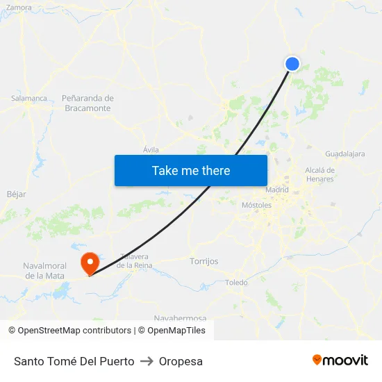 Santo Tomé Del Puerto to Oropesa map