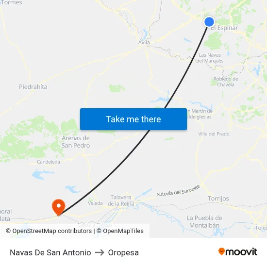 Navas De San Antonio to Oropesa map