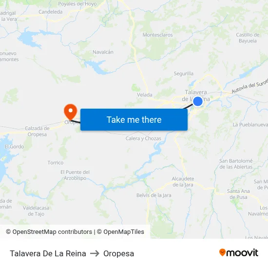 Talavera De La Reina to Oropesa map