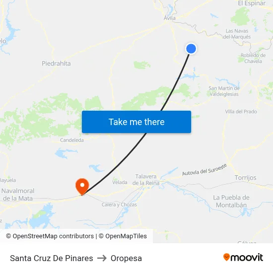 Santa Cruz De Pinares to Oropesa map