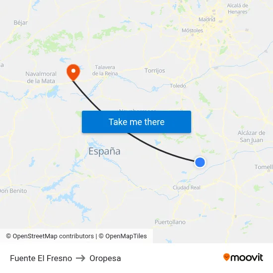 Fuente El Fresno to Oropesa map