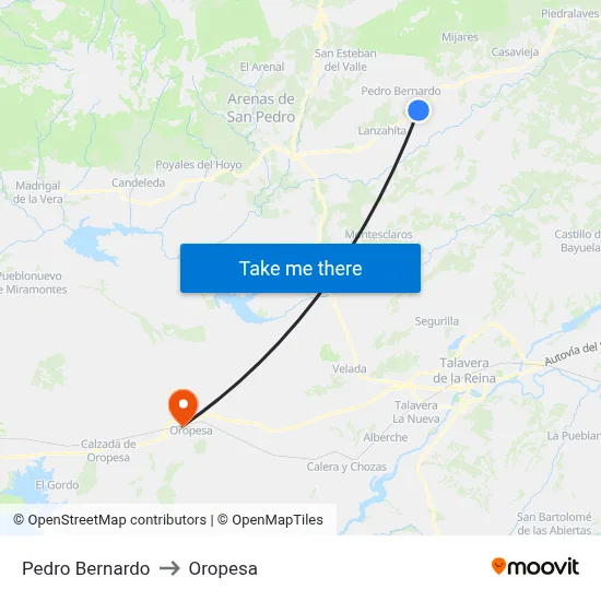 Pedro Bernardo to Oropesa map