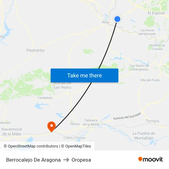 Berrocalejo De Aragona to Oropesa map