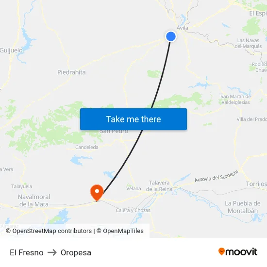 El Fresno to Oropesa map