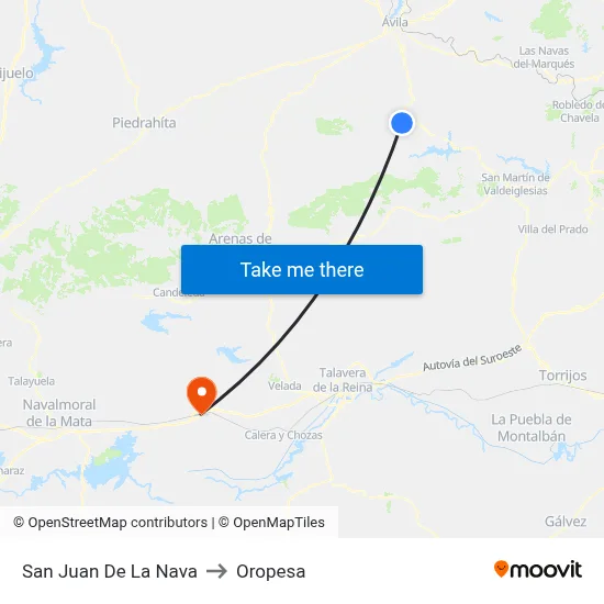 San Juan De La Nava to Oropesa map