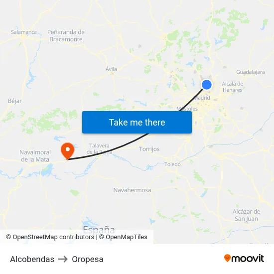 Alcobendas to Oropesa map