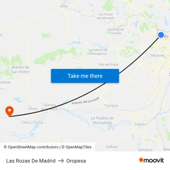 Las Rozas De Madrid to Oropesa map