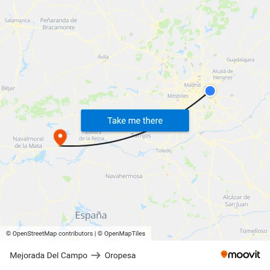 Mejorada Del Campo to Oropesa map