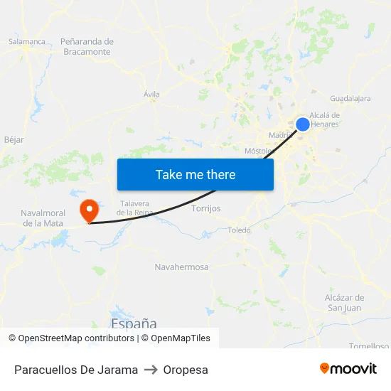 Paracuellos De Jarama to Oropesa map