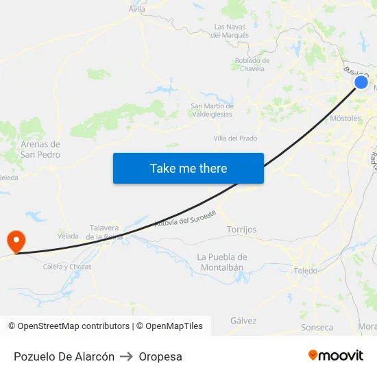 Pozuelo De Alarcón to Oropesa map