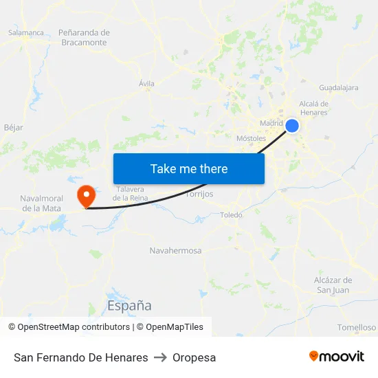 San Fernando De Henares to Oropesa map