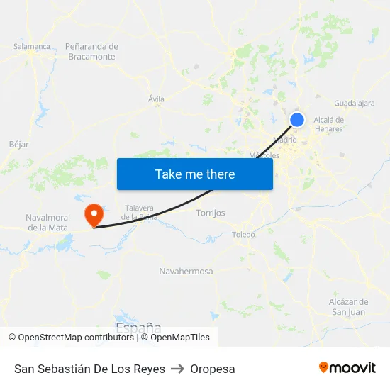 San Sebastián De Los Reyes to Oropesa map