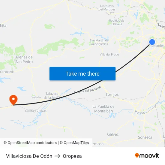 Villaviciosa De Odón to Oropesa map