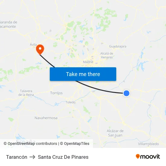 Tarancón to Santa Cruz De Pinares map