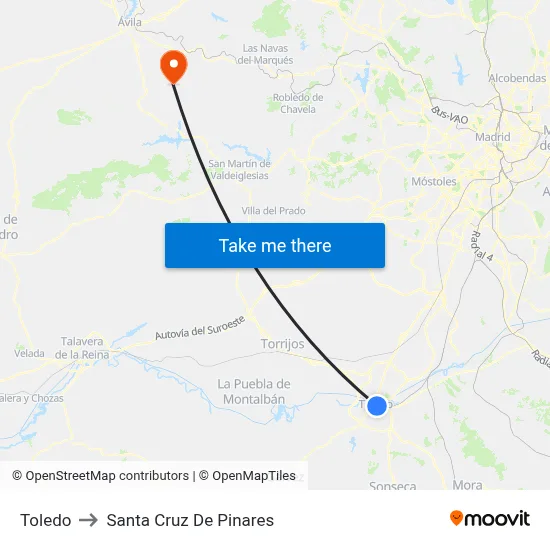 Toledo to Santa Cruz De Pinares map