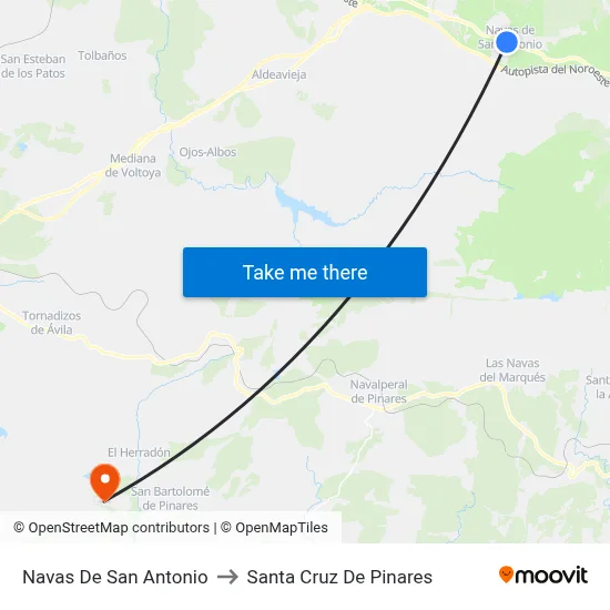 Navas De San Antonio to Santa Cruz De Pinares map